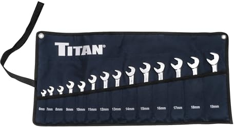 Titan 17284 14-Piece Metric Angle Head Open End Wrench Set