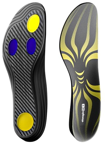 ZYLEDW Carbonfaser Sporteinlegesohlen mit Fußgewölbestütze - Hochflexibel für Sprungsportarten wie Basketball & Tennis (Unisex) - EU 45-46