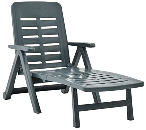 Frdhee Saunaliege Strandkorb,Klappliege Kunststoff Grün,Sonnenbank für Balkon,Strand,Terrasse und Camping