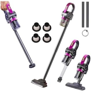 Cordless Vacuum Cleaner, 4-in-1 Multi-Function, 3 Brush Heads, High Power, Purple, 8500Pa Suction, 2000mAh Battery