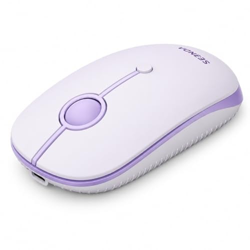 Seenda MOU001 Wireless Bluetooth Mouse, Rechargeable, Purple | Multi-Device with Dual Bluetooth+2.4G USB, Silent Clicks, 3-Level DPI, Portable Computer Mouse for Laptop,PC,Mac,iPad,Tablet