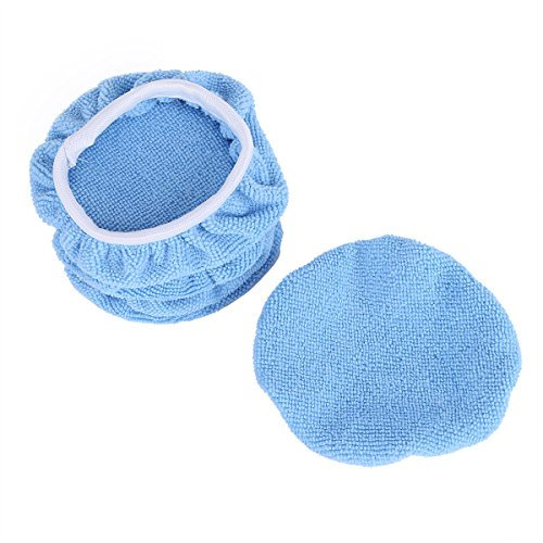 TiaoBug 5 TLG. Set Polierhaube aus Mikrofaser für Auto Poliermaschine Poliertuch Microfasertuch Reinigungstuch Pads Haube 3 Größen zur Auswahl Blau 7-8 inches