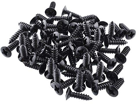 RuiLing 50 schwarze E-Gitarren-Pickguard-Rückplatten Montage-Schrauben für E-Gitarre Bass Abdeckplatte Schraube für ST TL LP SG Gitarrenteile