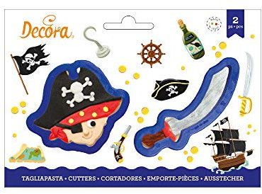 Decora 0255207 AUSSTECHER AUS KUNSTSTOFF PIRAT UND SÄBEL 2-TLG