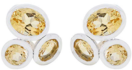 RGPL echte Edelsteine facettierten Citrin Ohrringe - 925 Silber gelb Citrin echte Edelsteine Ohrring - Ornamente Glitzer Schmuck meistverkaufte Shops Geschenk für Brithday Hochzeit Ohrring