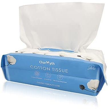 Charmyth Disposable Face Towel 80 Count for Travel Makeup, USA Cotton Dry Wipes for Adults Baby, soft unscented Face Cleansing Wipes for Sensitive Skin
