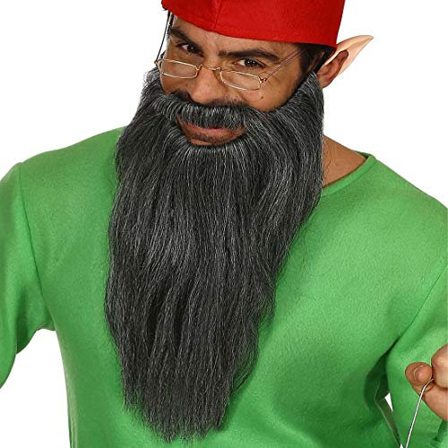 Amakando Original Barba de Enano con Bigote/Gris/Barba tupida Multiusos para Motociclista y Vikingo Fiestas temáticas y Fiesta de Disfraces