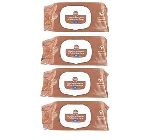 Gifrer Lingettes Nettoyantes à l'Huile d'Olive Vierge 2 Lots de 4 x 70 Lingettes = 8 paquets de 70 lingettes