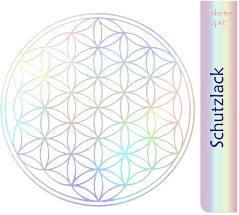 Blume des Lebens Aufkleber 5cm mit Schutzlack - Folie transparent (50, Hologramm)