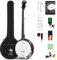 Vangoa Left-handed 5-String Banjo, Mahogany Open-back Banjo with Resonator, with Starter Manual & Beginner Kit
