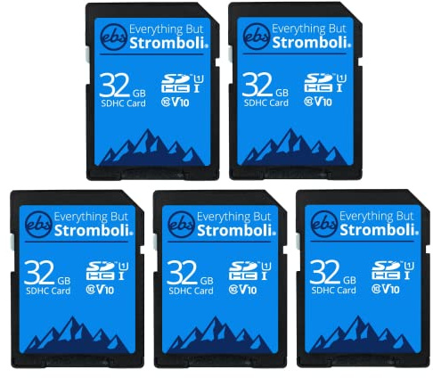 Everything But Stromboli 32GB SD Card (5 Pack) Speed Class 10 UHS-1 32G | SDHC Memory Cards for Compatible Camera, Computer, Trail Cam, Video Camcorder