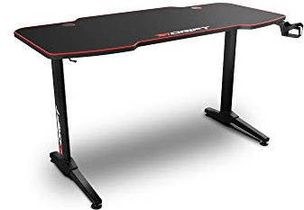 DRIFT GAMING DRDZ200 - Mesa Gaming con Tablero con Acabado en Fibra de Carbono Cubierto por una Alfombrilla Full Size, Soporte para Tazas y Auriculares, Patas Regulables, Color Negro