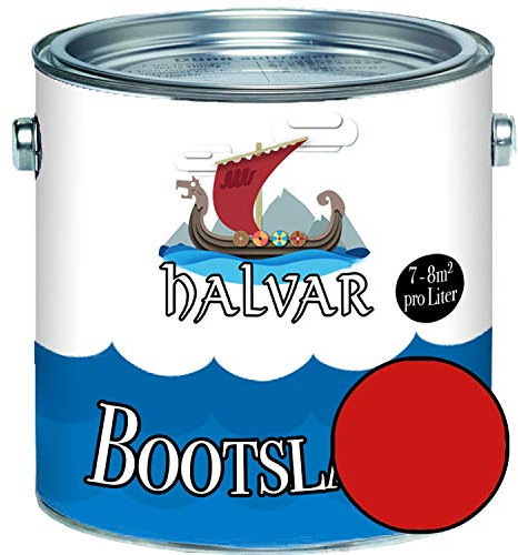 Halvar Bootslack Rot RAL 3000-3031 Yachtlack MATT Bootsfarbe PU-verstärkt für Holz & Metall verstärkt extrem belastbar hochelastisch Schiffslackierung (2,5 L, RAL 3000 Feuerrot)