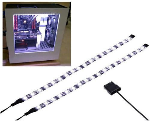 Ubanner PC LED Barra luminosa flessibile Illuminazione per computer bianca Kit custodia per computer (30cm, 18 LED, serie S) (Bianca)