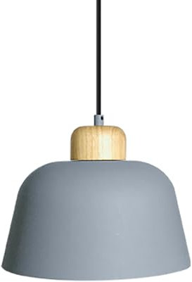 LEDKIA LIGHTING - Hängeleuchte aus Metall und Holz Wawak | Design für Wohnzimmer & Küche | Anpassbares Licht mit E27 LED | 1690 mm x Ø260 mm, Grau, Holz