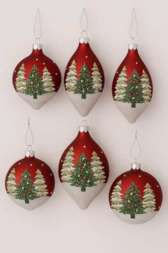 6 STK Glas Weihnachtskugeln Glas XL 8-14cm rot grün Weiss b268 Glaskugeln Weihnachtsdeko Christbaumschmuck Kugeln Glashänger Weihnachtsdeko Tannenbäume Ornamente Ranke
