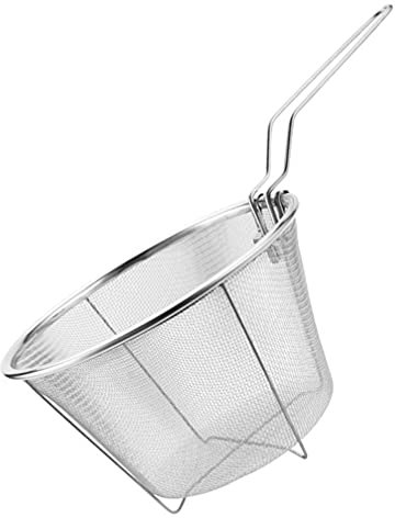 Cabilock Outil de friture en acier inoxydable Panier de friteuse en acier inoxydable Panier de friture avec poignée Friteuse Passoire Fil Skimmer pour la maison Restaurant 15 cm Panier à frites