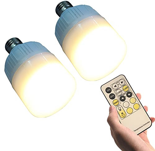 jengush USB Charge 200 Lumens Wireless LED Bulb With Dimmable color temperature Remote Control Battery Run E26 Lamp Holder For Bedroom Cabinet Battery Powered Lights (Size : 2 Pack)