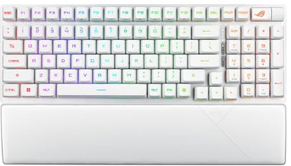 ASUS ROG Strix Scope II 96 Wireless Moonlight – Clavier mécanique Gaming (Tri-Mode, Switchs ROG RX prélubrifiés, Touches PBT, 3 Angles d'inclinaison et Repose-Poignets, AZERTY)