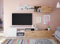 Dmora - Ensemble mural Miami, Meuble TV réversible, Composition de salon avec élément mural et étagère, 220x40h44 cm, Chêne effet nœud et Blanc