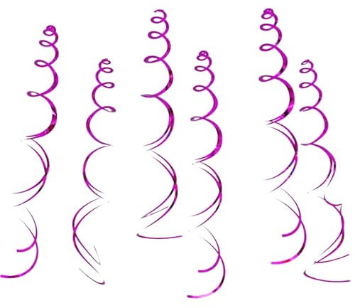 6 Pack of 70-80cm Hanging Swirls/Streamers for Party Decorations [Hot Pink]