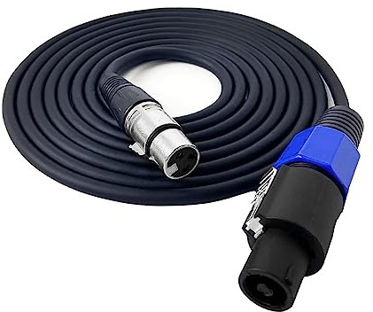 HBU Lot de 1 câble Speakon vers XLR femelle de 4,6 m – 1 câble d'extension de microphone audio jack 3 pôles avec verrouillage rotatif – 4,6 m Prise mâle vers XLR