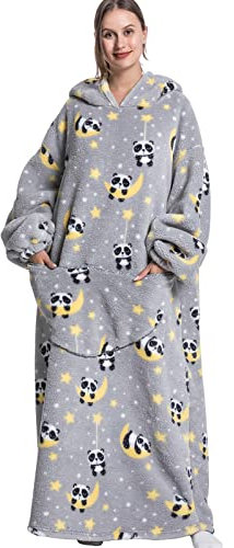Übergroße Kapuzenpullover-Decke mit riesiger Tasche, Sweatshirt-Decke für Damen und Herren, Einheitsgröße, panda, One size