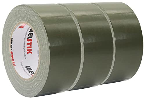 WELSTIK Professionelles Panzerband, 48 mm x 27 m, wasserdichtes Klebeband, Gewebe, farbiges Gafferband für Reparaturen, Heimwerken, Handwerk, Innen- und Außenbereich, Olivgrün