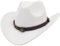 Faringoto Cowboyhut für Herren und Damen, klassischer Filz, breite Krempe, Westernhut, weiß, Einheitsgröße