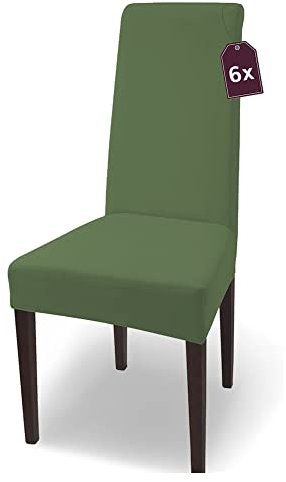 SCHEFFLER-Home Coprisedia in cotone elasticizzato Natalie/Coprisedia verde oliva/Set di 6 coprisedia/Coprisedia/Coprisedia/Coprisedia girevoli lavabili