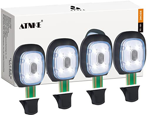 ATNKE Ersatz LED Leuchten für Beleuchtete Mütze mit Licht,Wiederaufladbar USB Ultrahelle Wasserdichte Lichtlampe Rot und Blau Blinkende Alarm Stirnlampe/White Light-4PC