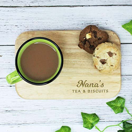 eBuyGB Nana's Tea & Biscuits Board, Wooden Treat Board, Snack Tray, for Nana, Birthday Gifts for Her, Brown