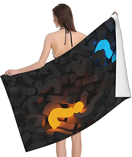 Lawenp Badetücher mit Fragezeichen-Aufdruck, Strandtücher für Erwachsene, schnell trocknend, Badetücher 32 x 52 Zoll