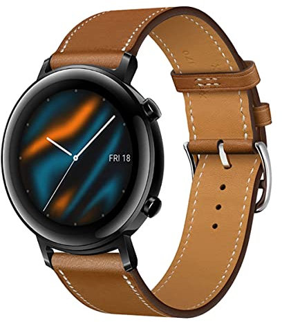 Leder Armband für Huawei Watch GT2 42MM Armbänder, 20MM Echtleder Schlank Ersatzarmband mit Edelstahl-Verschluss Kompatibel mit Armbänder Huawei Watch GT2 42MM (26)