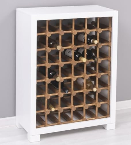 Casa Padrino Landhausstil Massivholz Weinschrank Weiß/Naturfarben 68 x 35 x H. 68 cm - Massivholz Weinregal im Landhausstil - Massivholz Bar Möbel - Landhausstil Bar Möbel