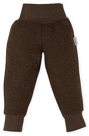 Ehrenkind® Walkhose aus Bio-Wolle & Bio-Baumwolle mit Bund | Baby Hose | Wollwalk Hose | Standard 100 by Oeko-TEX | Braun 74/80