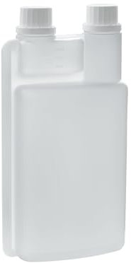 Sägenspezi Botella dosificadora de cuello doble, 1 litro, sin llenar, con cámara dosificadora de 60 ml