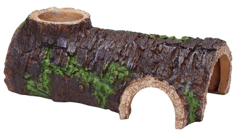 AIICIOO Aquarium Chamäleon HöHle Verstecke Reptilien Terrarium Shelter Replik Baumstamm Futterversteck Höhle Hamster Schildkröte Versteck Reptilienhöhle Aquarium Deko für Igel Fisch Eidechsen S