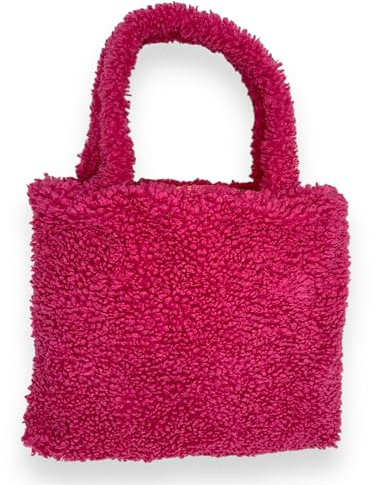 Ziona Teddyfell Umhängetasche Plüsch Shopper Fell Beutel Handtasche Damen Flauschige Schultertasche Einkaufstasche (Pink)