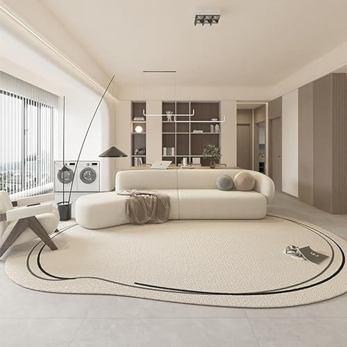 Unregelmäßige Form, moderner weißer Teppich aus Kaschmirimitat, rutschfeste und leicht zu reinigende Teppiche für Wohnzimmer, Schlafzimmerteppich, Heimdekorationsteppiche ( Color : A , Size : 140x200c