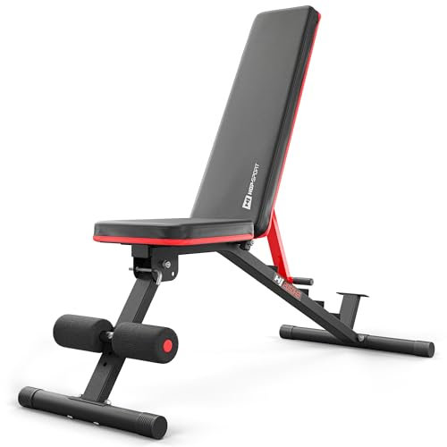 Hop-Sport Hantelbank Klappbar, 6-fach verstellbare Rückenlehne, mit Beinsperre, Multifunktional Fitnessgeräte für Zuhause, Belastbarkeit bis 160 kg
