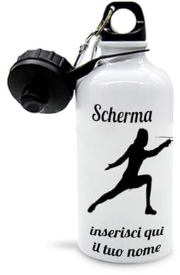 Mr. Gadgets Borraccia personalizzabile con nome vari modelli-Sport- Adulto 500ml (Scherma)