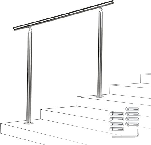 Fiqops Handlauf Edelstahl 120cm,Treppengeländer innen mit Ohne Querstreben, Handlauf für Treppen Innen und Aussen, Treppengeländer außen, Geländer Edelstahl außen,für Treppe Brüstung Balkon