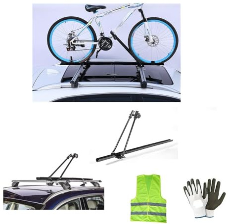 COMPATIBILE CON HYUNDAI TUCSON PORTABICI PER BARRE PORTATUTTO 1 PORTA BICICLETTE PER PORTABAGAGLI TETTO AUTO IN ACCIAIO PESO MAX 15KG RUOTE BICI 55MM SISTEMA FISSAGGIO TIPO U