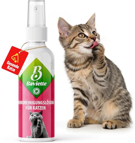 Baviette kattvårdsset: biologisk, luktfri, mild sårrengöring för katter. Rengör, vårdar smärtfritt med stressfri användning som spray (sårrengöring)