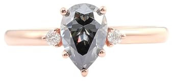 Epinki Echtgold Schmuck, 14K Rotgold 585 Ringe, Klassiker Verlobungsring mit Tropfen 1ct Moissanit Grau, Rosegold Au750 Partnerringe Hochzeitsring Trauringe Gr.52 (16.6)