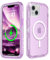 Follaroma for iPhone 14 Plus Case, Compatible with MagSafe, Dual Layer Transparent Magnetic Phone Cases, Heavy Duty Shockproof and Anti-Drop Protective Cover for iPhone 14 Plus, 6.7'', Purple