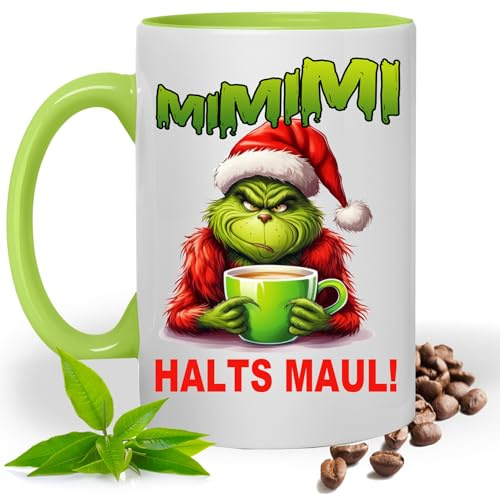 Tasse mit Lustigem Spruch,Muffel MiMiMi, Weihnachten |Geschenk Idee| Kaffee Tee Bürotasse | Fototasse, Motivtasse | Kaffeetasse, Teetasse |Keramik (Hellgrün)