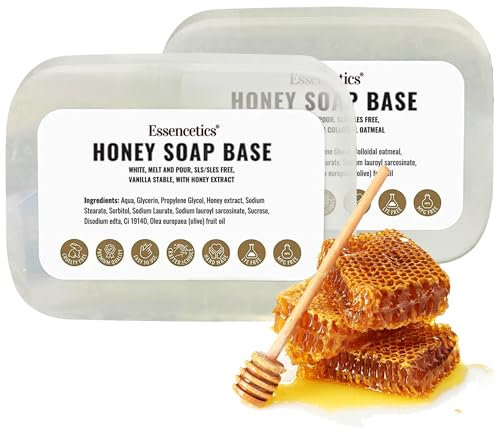 Essencetics 2.2kg BIO Honig Seifenbasis zur Seifenherstellung - SLS & SLES Frei - Glycerinseife Rohseife zum Seifengießen - Seife Selber Machen mit Seifenblock - Melt and Pour Soap Base