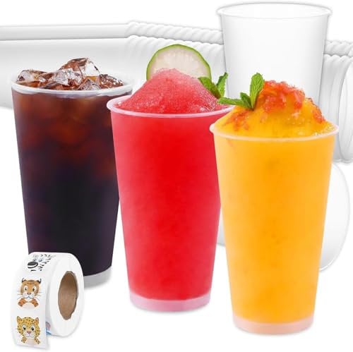 Xsdgi 50 Stück Plastikbecher Mehrweg Mattierte Weiß, Hartplastik Trinkbecher, Partybecher 520ml / 17 OZ (Voll Gefüllt) Spülmaschinenfest, Umweltfreundliche Alternative zu Einwegbecher